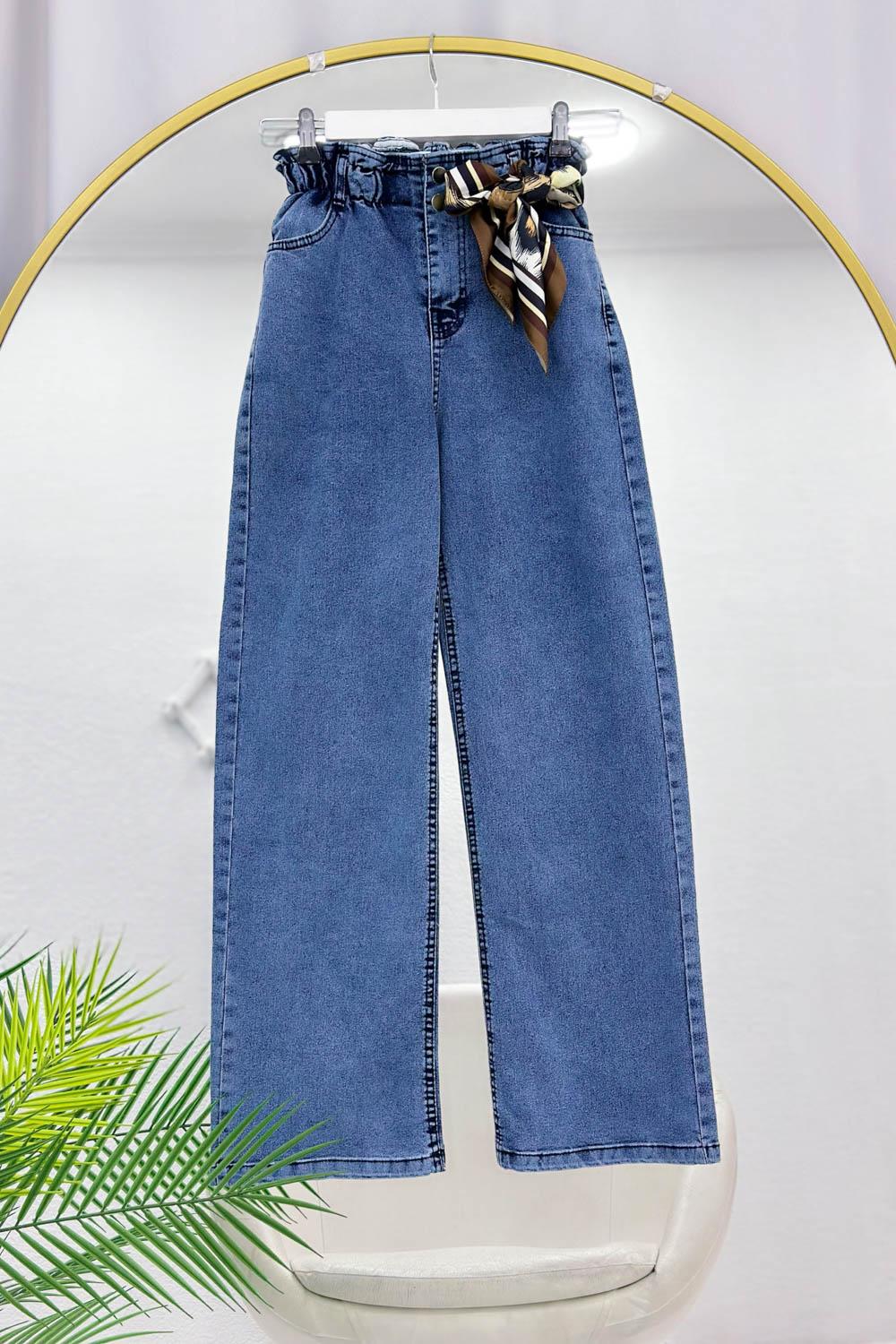 BELİ BÜZGÜLÜ KOT PANTOLON