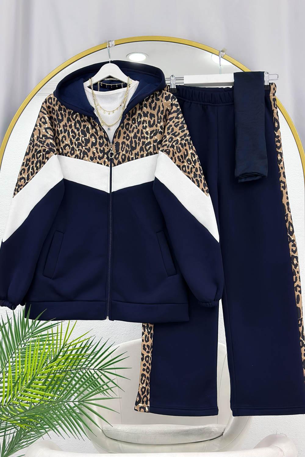 LEOPAR GARNİLİ ÜÇ İPLİK SPOR TAKIM