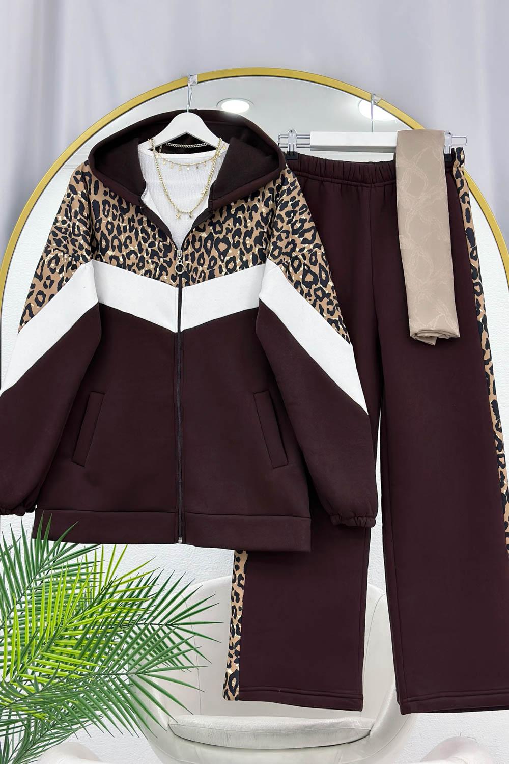 LEOPAR GARNİLİ ÜÇ İPLİK SPOR TAKIM