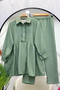BELİ BÜZGÜLÜ PANTOLON TAKIM