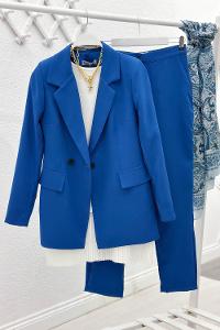 ÇİFT DÜĞMELİ DARPAÇA PANTOLONLU BLAZER TAKIM