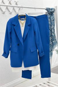 ÇİFT DÜĞMELİ DARPAÇA PANTOLONLU BLAZER TAKIM