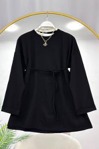 YAKASI GÜPÜRLÜ KEMERLİ ELBİSE