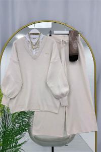 GÖVDESİ ÇİZGİLİ ÜÇ İPLİK SWEAT