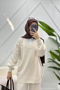 GÖVDESİ ÇİZGİLİ ÜÇ İPLİK SWEAT