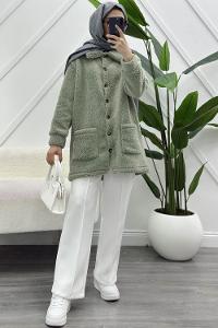 DÜĞMELİ CEPLİ PELUŞ MONT