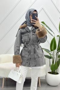 DÜĞMELİ CEPLİ PELUŞ MONT