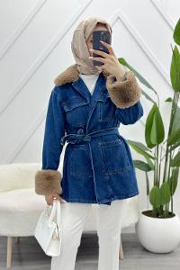 DÜĞMELİ CEPLİ PELUŞ MONT