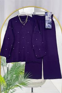 TAŞ DETAYLI KADIN TRİKO TAKIM