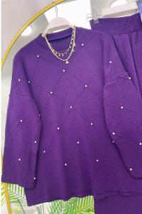 TAŞ DETAYLI KADIN TRİKO TAKIM