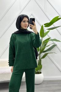 KOL DÜĞMELİ KADIN TRİKO TAKIM