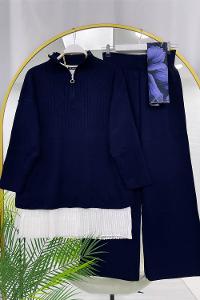 ÖNÜ ÇİZGİ DETAYLI KADIN TRİKO TAKIM