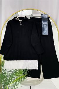 ÖNÜ ÇİZGİ DETAYLI KADIN TRİKO TAKIM