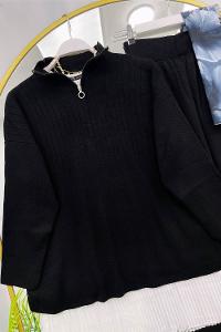 ÖNÜ ÇİZGİ DETAYLI KADIN TRİKO TAKIM