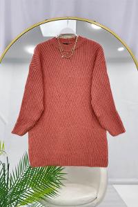 BASİC YAKA BAKLAVA DESENLİ  KADIN KAZAK