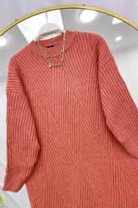 BASİC YAKA BAKLAVA DESENLİ  KADIN KAZAK