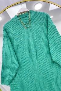 BASİC YAKA BAKLAVA DESENLİ  KADIN KAZAK