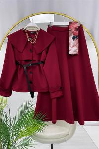 FERMUARLI YAKASI BONCUK DETAYLI KADIN TRİKO TAKIM