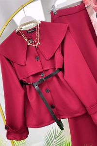 FERMUARLI YAKASI BONCUK DETAYLI KADIN TRİKO TAKIM