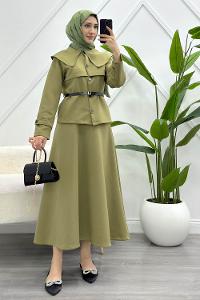 KOL VE YAKASI NOKTA DESEN BÜRÜMCÜK TAKIM