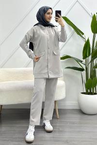 ŞERİT ÇİZGİLİ FERMUARLI SCUBA TAKIM