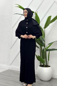 PELERİN DETAYLI KADIN TRİKO ELBİSE