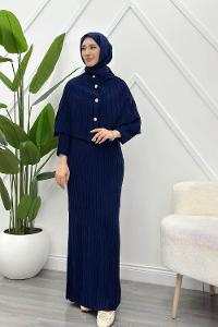 PELERİN DETAYLI KADIN TRİKO ELBİSE