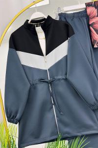 BEL İPLİ FERMUAR DETAYLI KADIN  SCUBA TAKIM