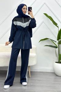 BEL İPLİ FERMUAR DETAYLI KADIN  SCUBA TAKIM