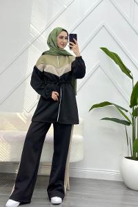 BEL İPLİ FERMUAR DETAYLI KADIN  SCUBA TAKIM