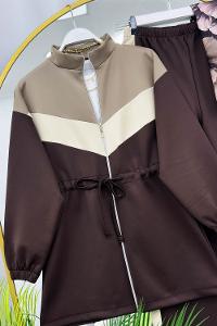 BEL İPLİ FERMUAR DETAYLI KADIN  SCUBA TAKIM