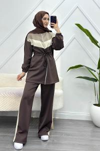 BEL İPLİ FERMUAR DETAYLI KADIN  SCUBA TAKIM