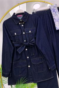 DÖRT CEPLİ  İP DETAYLI PANTOLONLU  KADIN TAKIM