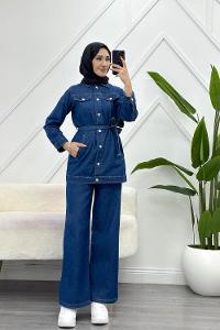 DÖRT CEPLİ  İP DETAYLI PANTOLONLU  KADIN TAKIM