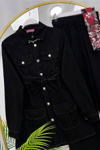 DÖRT CEPLİ  İP DETAYLI PANTOLONLU  KADIN TAKIM