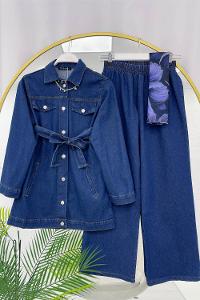 BEL İPLİ FERMUAR DETAYLI KADIN  SCUBA TAKIM