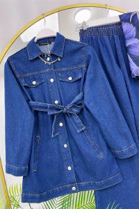 BEL İPLİ FERMUAR DETAYLI KADIN  SCUBA TAKIM