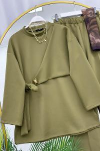 YIRTMAÇ DETAYLI YANDAN BAĞLAMALI KADIN SCUBA TAKIM