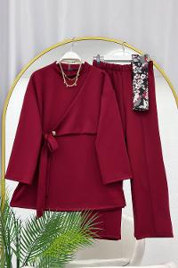 YIRTMAÇ DETAYLI YANDAN BAĞLAMALI KADIN SCUBA TAKIM