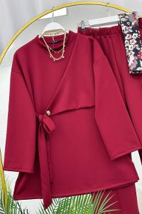 YIRTMAÇ DETAYLI YANDAN BAĞLAMALI KADIN SCUBA TAKIM