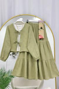 SIRATAŞ İŞLEMELİ KREP ÜÇLÜ TAKIM