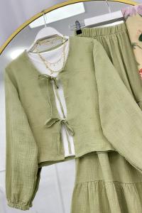 SIRATAŞ İŞLEMELİ KREP ÜÇLÜ TAKIM