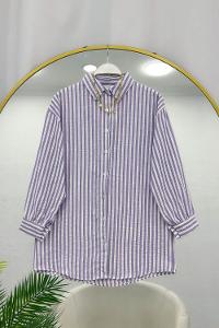 NAKIŞ DESENLİ OVERSİZE KETEN KADIN GÖMLEK