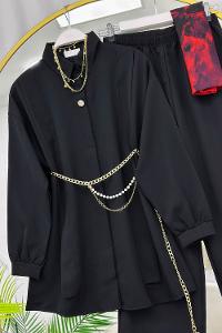 KOLLAR FIRFIRLI GOLD DÜĞME DETAYLI PANTOLONLU TAKIM