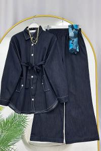 KOLLAR FIRFIRLI GOLD DÜĞME DETAYLI PANTOLONLU TAKIM