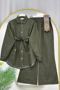 KOLLAR FIRFIRLI GOLD DÜĞME DETAYLI PANTOLONLU TAKIM