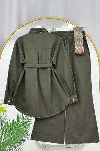 KOLLAR FIRFIRLI GOLD DÜĞME DETAYLI PANTOLONLU TAKIM