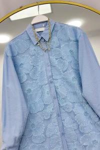 KOLLARI FİYONK DETAYLI OYSHO KUMAŞ KADIN TUNİK