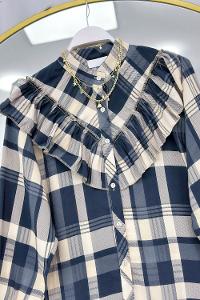 KOLLARI FİYONK DETAYLI OYSHO KUMAŞ KADIN TUNİK