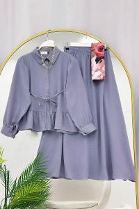 KOLLAR FIRFIRLI GOLD DÜĞME DETAYLI PANTOLONLU TAKIM